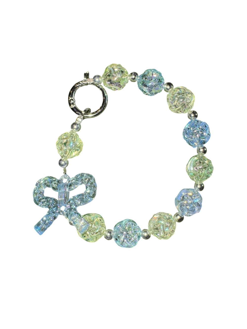 Multi-Color Pastel Beaded key chain with Bow Accent